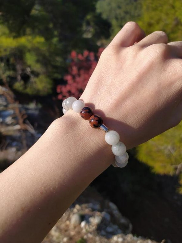 Bileklik Doğal Taş Çakra Elastik Aşk Sevgili Bileklik Unisex Yoga Enerji Bilezik ürün görseli