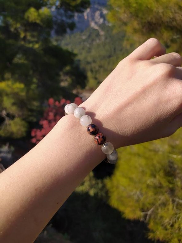 Bileklik Doğal Taş Çakra Elastik Aşk Sevgili Bileklik Unisex Yoga Enerji Bilezik - Resim 3