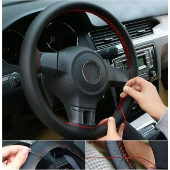Direksiyon Kılıfı Noktalı Karbon Deri Dikişli Dikmeli Dikme Kılıf (469830476) - 2