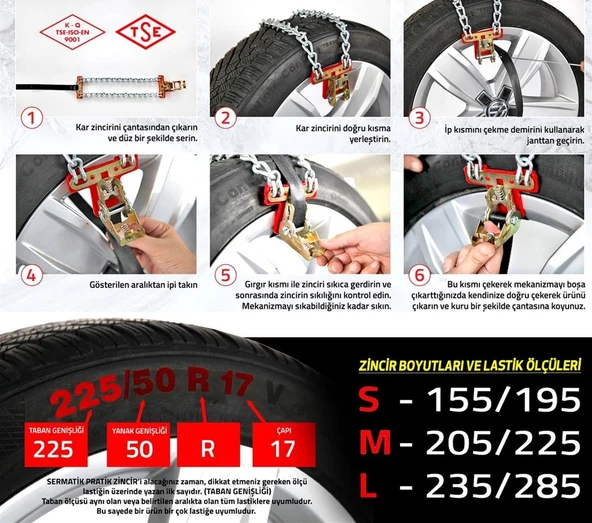 SERMATİK PRATİK KAR ZİNCİRİ LARGE 235/285 - 5
