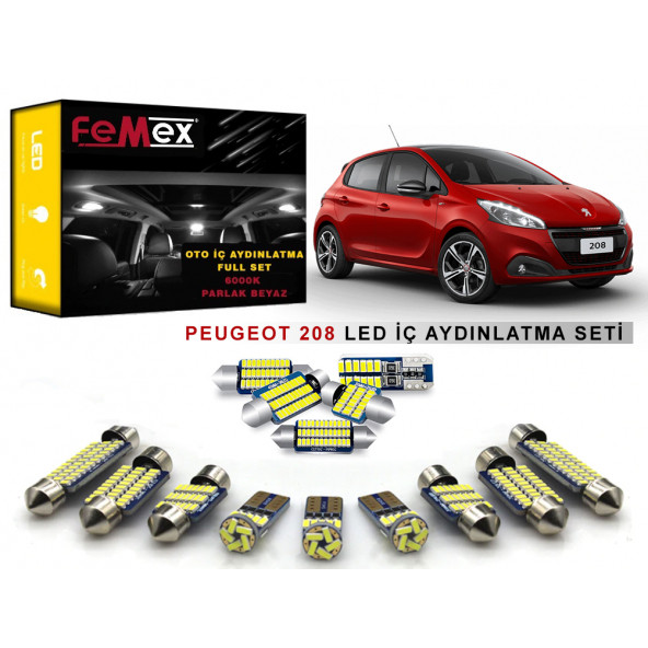 Peugeot 208 LED İç Aydınlatma Ampul Seti FEMEX Parlak Beyaz