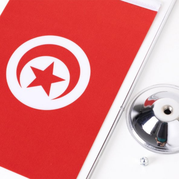 Tunus Tekli Masa Bayrağı Saten Kumaş Dijital Baskı 15x22,5 cm - 2