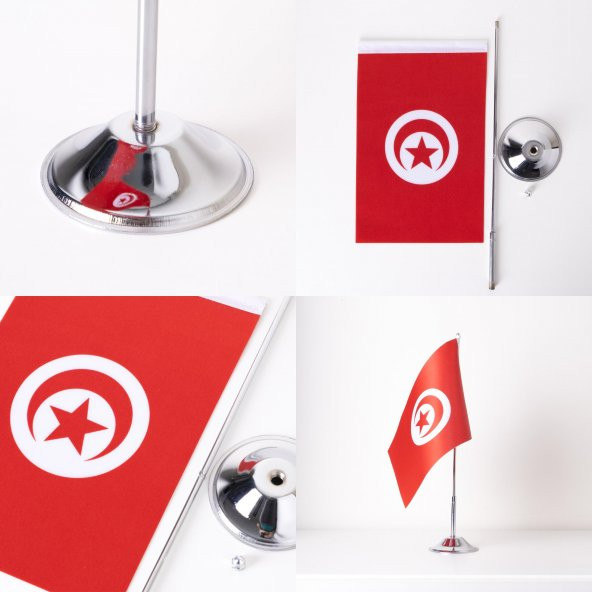 Tunus Tekli Masa Bayrağı Saten Kumaş Dijital Baskı 15x22,5 cm - 3