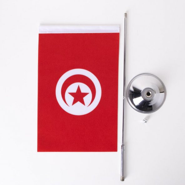 Tunus Tekli Masa Bayrağı Saten Kumaş Dijital Baskı 15x22,5 cm - 5