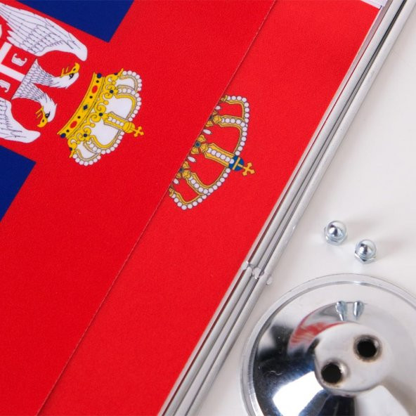 Sırbistan 2li Masa Bayrağı Saten Kumaş Dijital Baskı 15x22,5 cm - 2