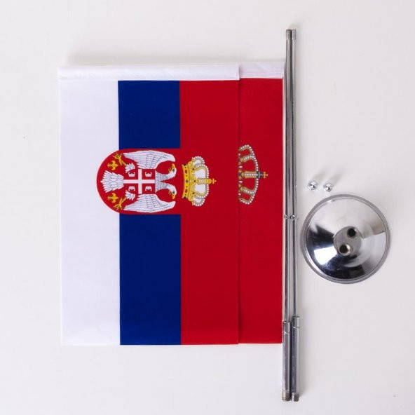 Sırbistan 2li Masa Bayrağı Saten Kumaş Dijital Baskı 15x22,5 cm - 5