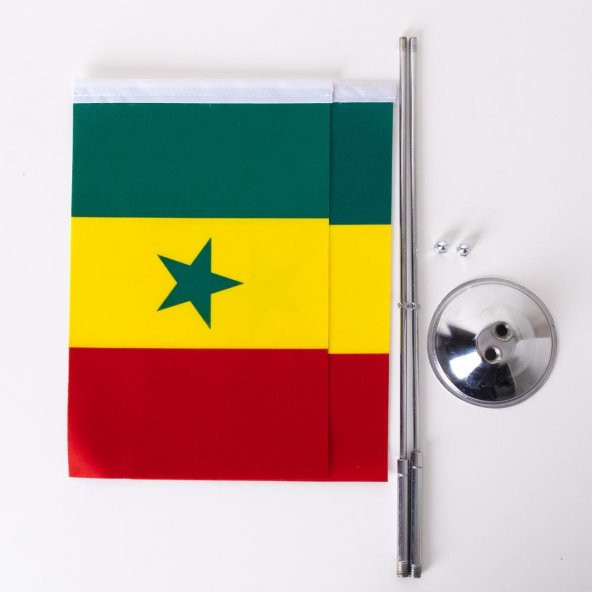 Senegal 2li Masa Bayrağı Saten Kumaş Dijital Baskı 15x22,5 cm - 5