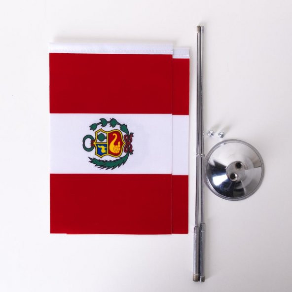 Peru 2li Masa Bayrağı Saten Kumaş Dijital Baskı 15x22,5 cm - 6