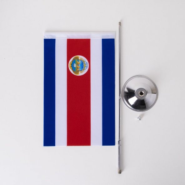 Kosta Rika Tekli Masa Bayrağı Saten Kumaş Dijital Baskı 15x22,5 cm - 5
