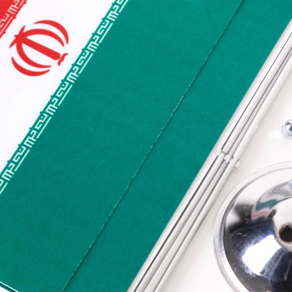 İran 2li Masa Bayrağı Saten Kumaş Dijital Baskı 15x22,5 cm - 2