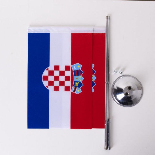 Hırvatistan 2li Masa Bayrağı Saten Kumaş Dijital Baskı 15x22,5 cm - 5
