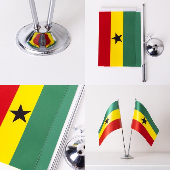 Gana 2li Masa Bayrağı Saten Kumaş Dijital Baskı 15x22,5 cm - 3