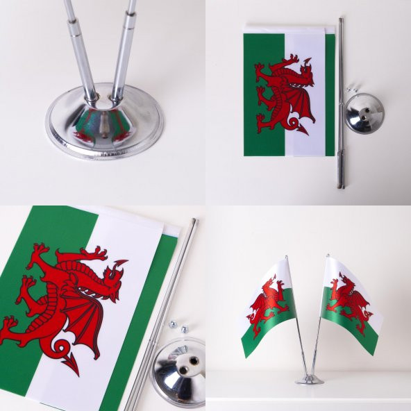 Galler 2li Masa Bayrağı Saten Kumaş Dijital Baskı 15x22,5 cm - 4