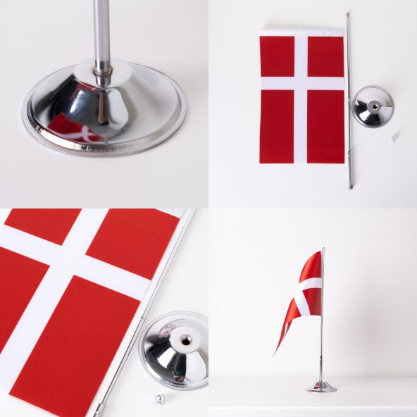 Danimarka Tekli Masa Bayrağı Saten Kumaş Dijital Baskı 15x22,5 cm - 4