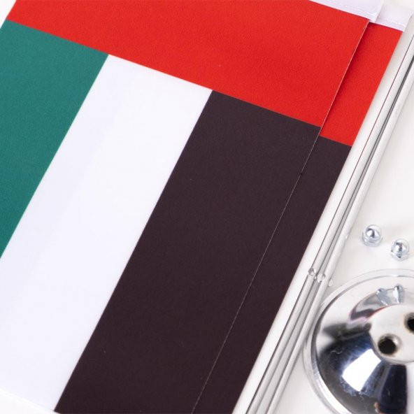 Birleşik Arap Emirlikleri 2li Masa Bayrağı Saten Kumaş Dijital Baskı 15x22,5 cm - 2