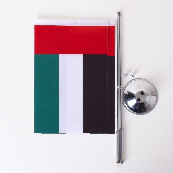 Birleşik Arap Emirlikleri 2li Masa Bayrağı Saten Kumaş Dijital Baskı 15x22,5 cm - 5