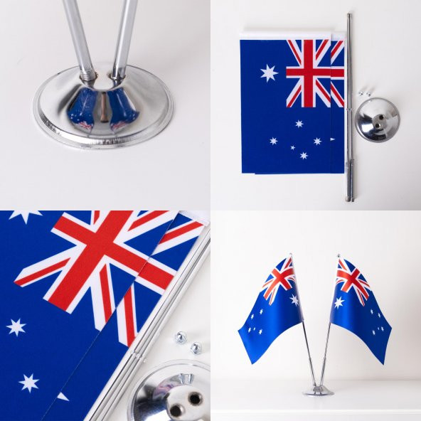 Avustralya 2li Masa Bayrağı Saten Kumaş Dijital Baskı 15x22,5 cm - 3
