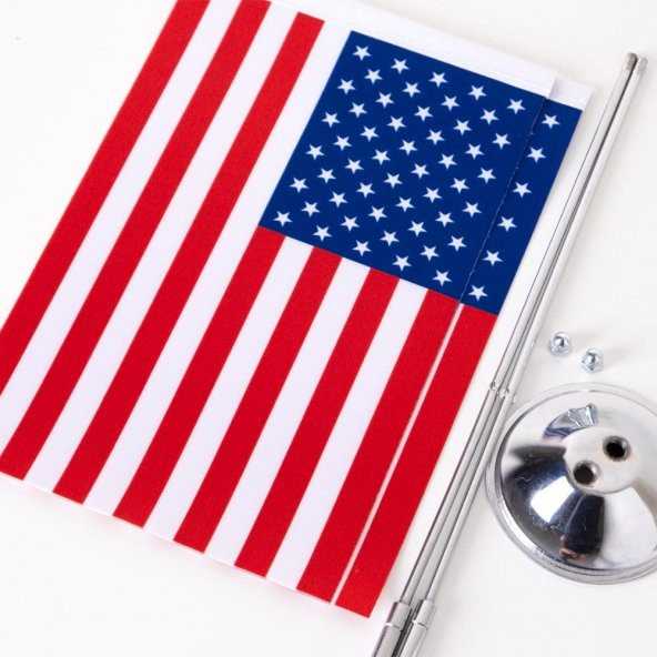 Amerika 2li Masa Bayrağı Saten Kumaş Dijital Baskı 15x22,5 cm - 2