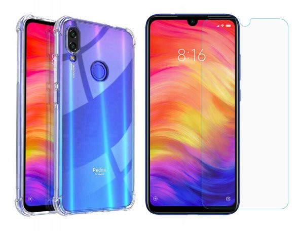 Redmi Note 7 Zore Antişok Silikon Kılıf Kenar Korumalı + Nano Cam