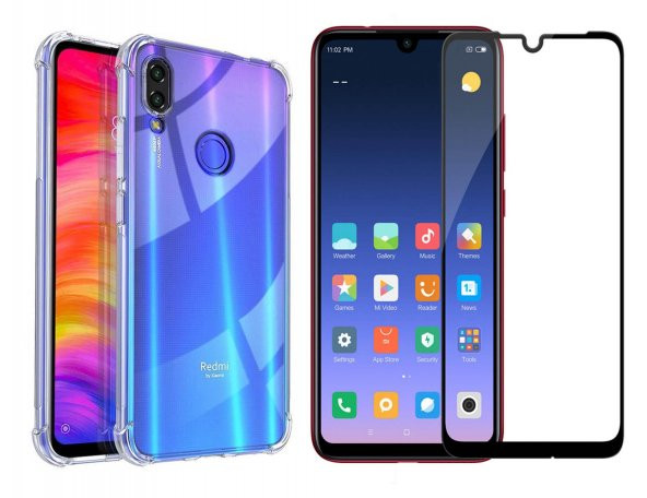 Redmi Note 7 Zore Antişok Silikon Kılıf Kenar Koruma +6D Nano Cam