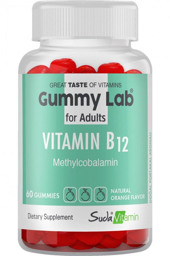 Suda Vitamin Gummy Lab Vitamin B12 For Adults Portakal Aromalı 60 Gummies