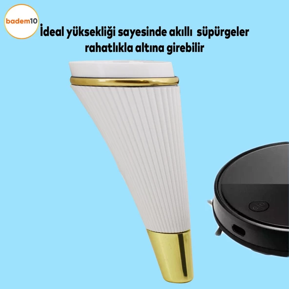 Iron Lüks Mobilya Kanepe Tv Ünitesi Konsol Koltuk Ayağı 19 Cm Beyaz Gold Ayakları - 2