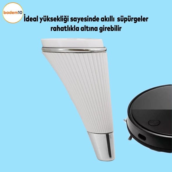 Iron Lüks Mobilya Kanepe Sehpa Tv Ünitesi Koltuk Ayağı 15 Cm Beyaz Krom Baza Ayakları - 2