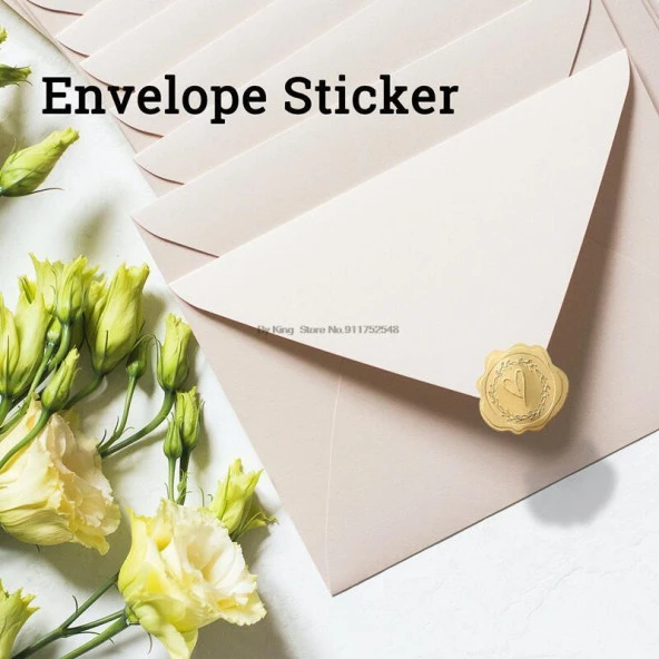 3D Kabartma Kendinden Yapışkanlı Çıkartma Etiket Altın Kalp Desen - 8