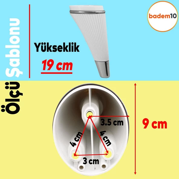 Iron Lüks Mobilya Kanepe Tv Ünitesi Konsol Koltuk Ayağı 19 Cm Beyaz Krom Ayakları - Resim 4