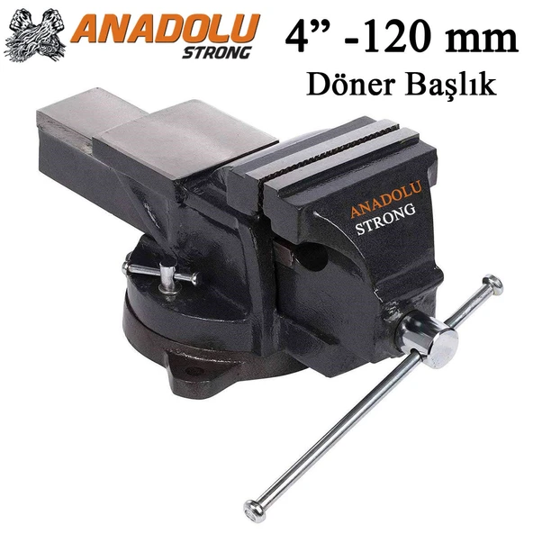 Anadolu Strong Büyük Boy 100mm 4 360 Dönerli Taban Dövme Çelik Sabit Tezgah Masa Mengenesi