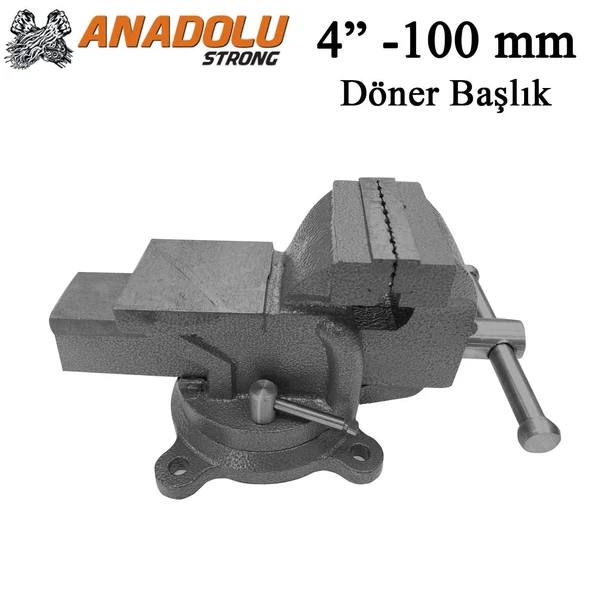 Anadolu Strong Büyük Boy 100mm 4 360 Dönerli Taban Dövme Çelik Sabit Tezgah Masa Mengenesi - 4