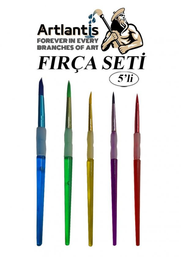 Fırça Seti 5 Li Renkli Sap Resim Fırçası 1 Paket Suluboya Guaj Boya Yağlı Boya Fırca Seti