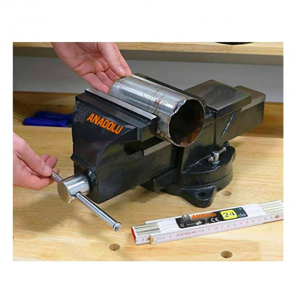 Anadolu Strong Büyük Boy 80mm 3 360 Dönerli Taban Dövme Çelik Sabit Tezgah Masa Mengenesi - 2