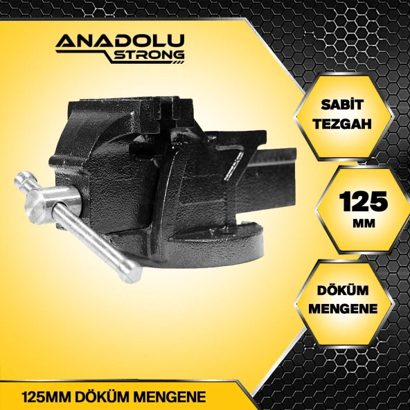 Anadolu Strong 125mm 5" Dövme Çelik Sabit Tezgah Masa Mengenesi - 3