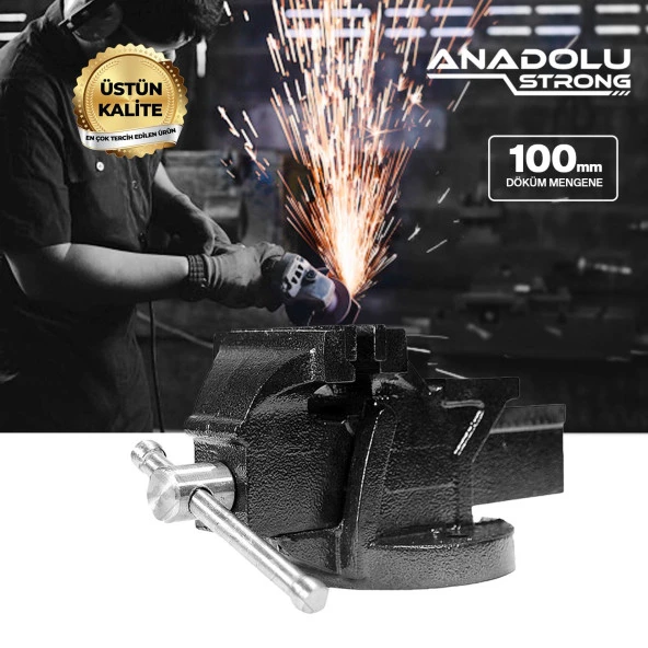 Anadolu Strong 100mm 4" Dövme Çelik Sabit Tezgah Masa Mengenesi - 4