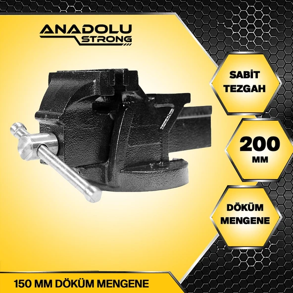 Anadolu Strong Büyük Boy 200mm 8" Dövme Çelik Sabit Tezgah Masa Mengenesi - 3
