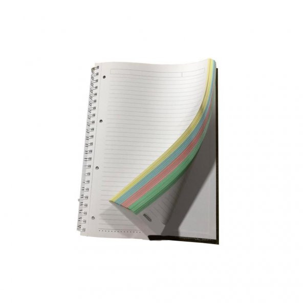 Özgün A4 Cilt Bezli VİP Sert Kapak Spiralli Defter 4 Renk Ayraçlı 180 Yp. Çizgili - 2