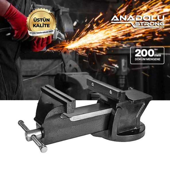Anadolu Strong Büyük Boy 200mm 8" Dövme Çelik Sabit Tezgah Masa Mengenesi - 5