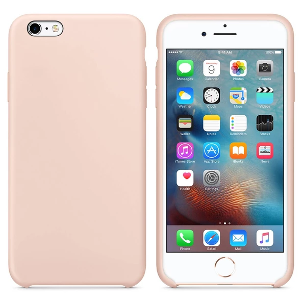 Apple iPhone 6 Plus Altı Açık Liquit Lansman Silikon Toz Pembe
