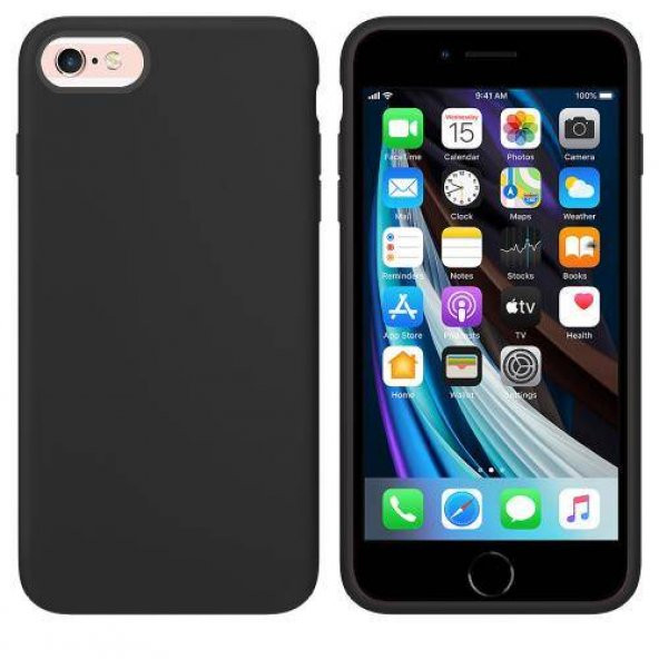Apple iPhone SE 2020 İçi Kadife Silikon Kılıf Siyah