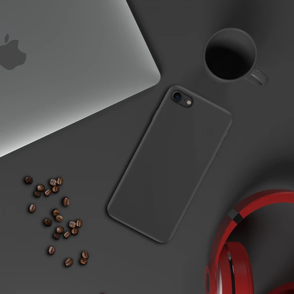 Apple iPhone SE 2020 İnce Mat Silikon Kılıf Siyah - Resim 3
