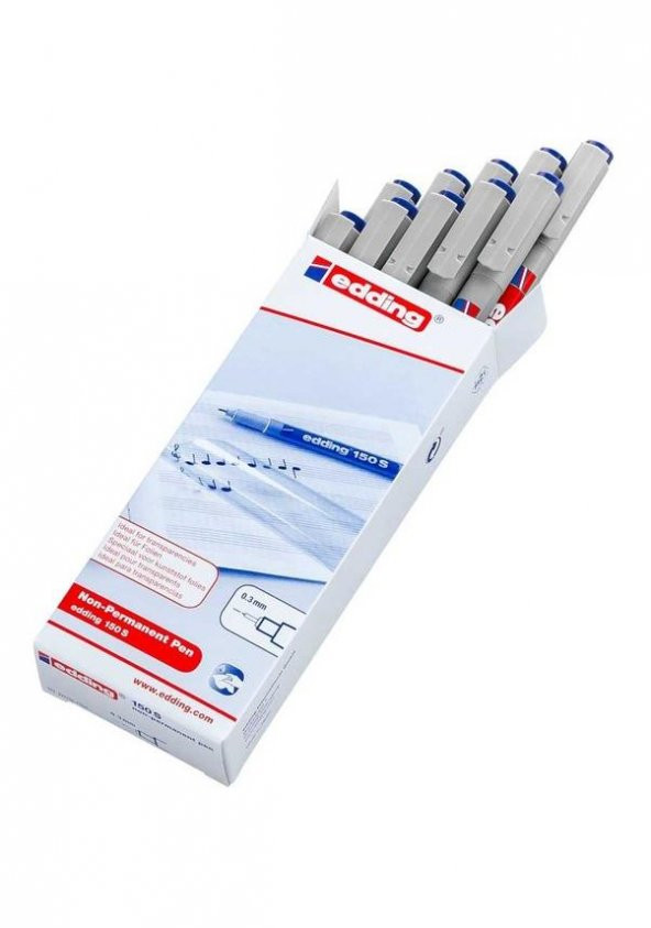 Edding 150S Silinebilir Asetat Kalemi 10Lu Paket Mavi