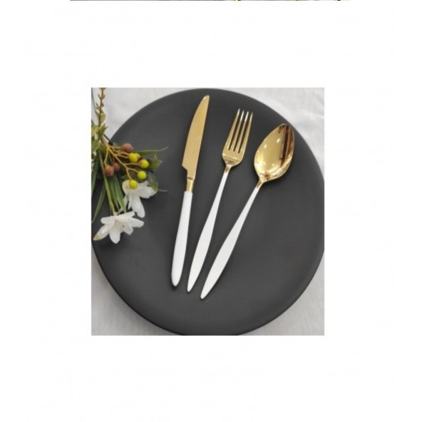 eda milano gold-beyaz çatal kaşık takımı 84 parça ZK-377