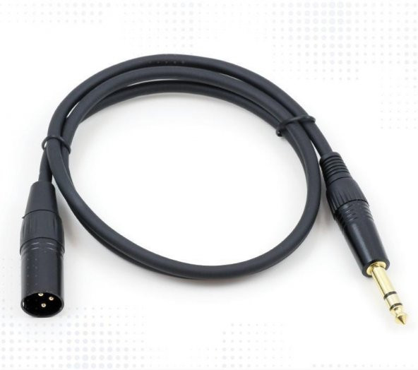 XLR Erkek to 6.3 mm TRS Stereo Kaliteli Siyah Kablo 5 Metre