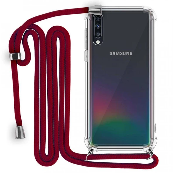 Samsung Galaxy A70 Boyun Askılı Şeffaf Tank Kılıf