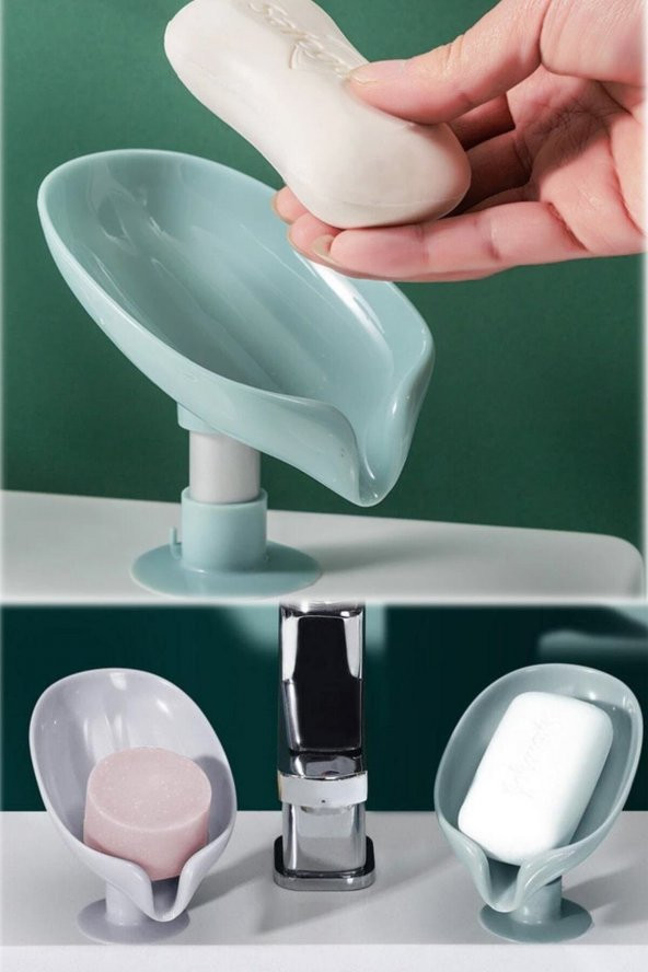 2 Adet Vantuzlu Banyo Sabun Tutucu Kaymaz Dranej Sabunluk Banyo Su Giderli Plastik Banyo Sabunluğu - 3