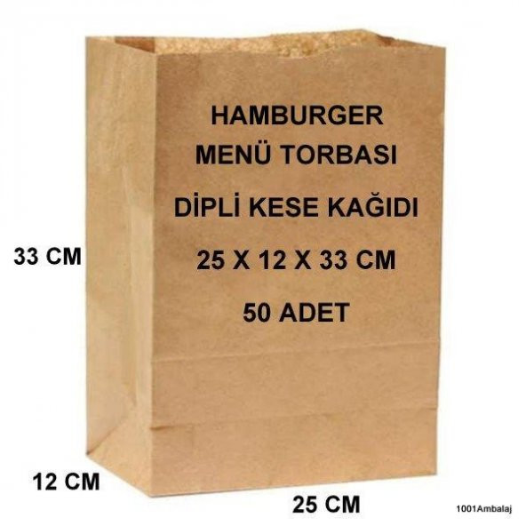 PAKET SERVİS TORBASI 25X12X33 CM KRAFT RENK 50 ADET