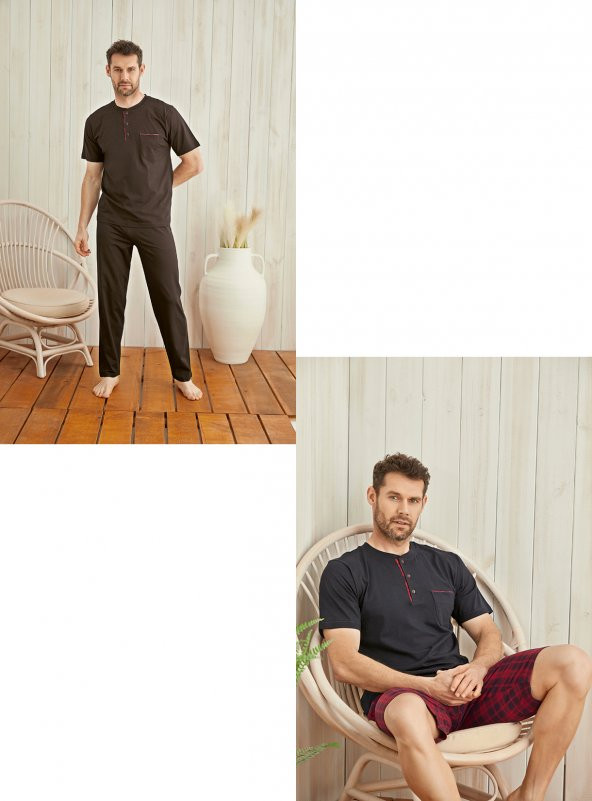 Kly 9083 Erkek Yazlık Üçlü Pijama Takım