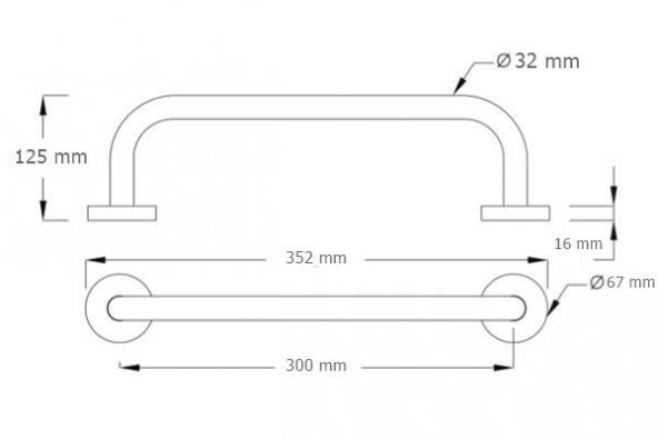 Yaşlı Hasta Engelli Çap: 32 mm Tutunma Barı 30 cm Paslanmaz - 2