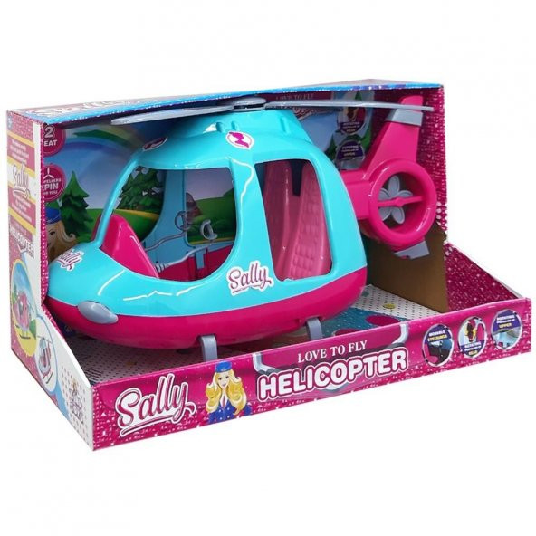 Farbu Oyuncak 46 cm Büyük Sallynin Helikopteri Pembe-Turkuaz - 5